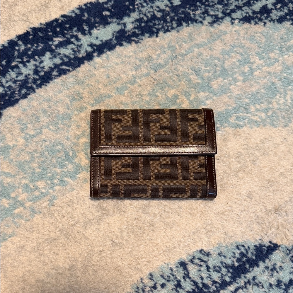 Fendi Brown and Black Monogram tri fold Wallet zucca monogram